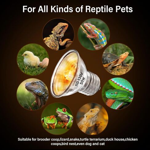 50W UVA+UVB Bulbs, 4-Pack Turtle Reptiles Heat Lamp Fit E26 Base for Reptiles and Amphibian Tanks, Terrariums and Cages, Works with Various Lamp Fixtures in Saudi Arabia