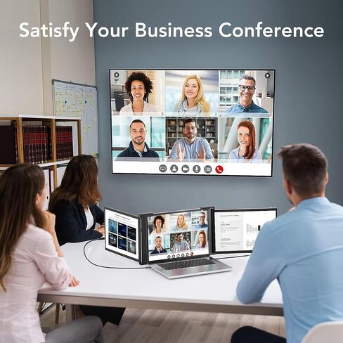 FOPO 15" Laptop Monitor Extender, 1080P Full HD Triple Portable Monitor with USB-C/HDMI, Plug and Play Dual Monitor for 15-17.3" Laptop with Windows/Mac(Only for M1 Max/M1 Pro)/Switch - S17 in Saudi Arabia