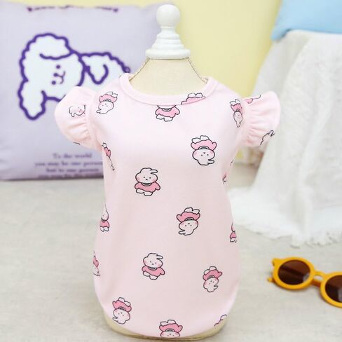 Dog Clothes Stylish Pet Shirts with Cute Rabbit Pattern Soft Breathable Pet T-Shirt Summer Pet Outfits Trendy Summer Pet Apparel for Small Dog Girls Suitable for Small to Medium Dogs（Pink,XS） in Saudi Arabia