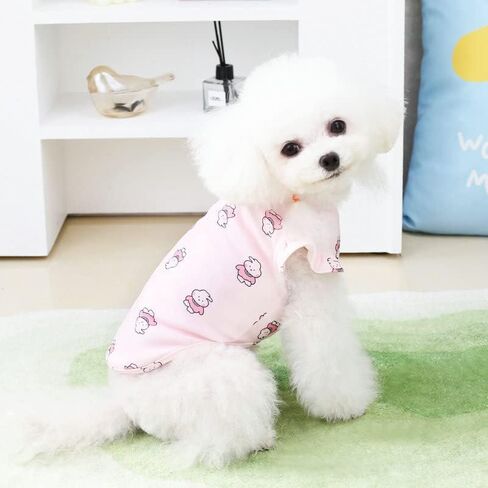 Dog Clothes Stylish Pet Shirts with Cute Rabbit Pattern Soft Breathable Pet T-Shirt Summer Pet Outfits Trendy Summer Pet Apparel for Small Dog Girls Suitable for Small to Medium Dogs（Pink,XS） in Saudi Arabia