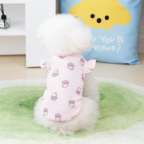 Dog Clothes Stylish Pet Shirts with Cute Rabbit Pattern Soft Breathable Pet T-Shirt Summer Pet Outfits Trendy Summer Pet Apparel for Small Dog Girls Suitable for Small to Medium Dogs（Pink,XS） in Saudi Arabia