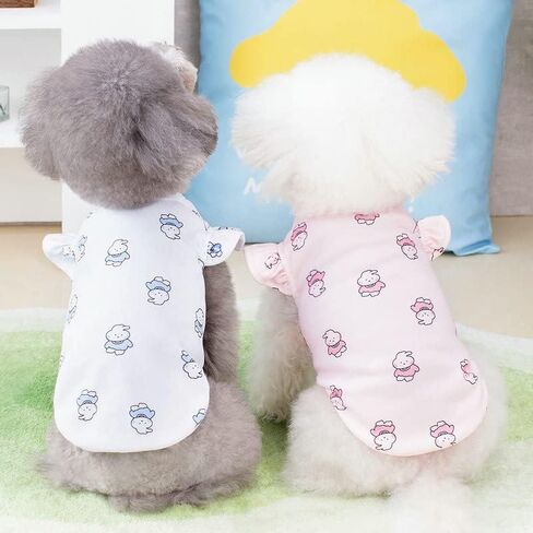 Dog Clothes Stylish Pet Shirts with Cute Rabbit Pattern Soft Breathable Pet T-Shirt Summer Pet Outfits Trendy Summer Pet Apparel for Small Dog Girls Suitable for Small to Medium Dogs（Pink,XS） in Saudi Arabia