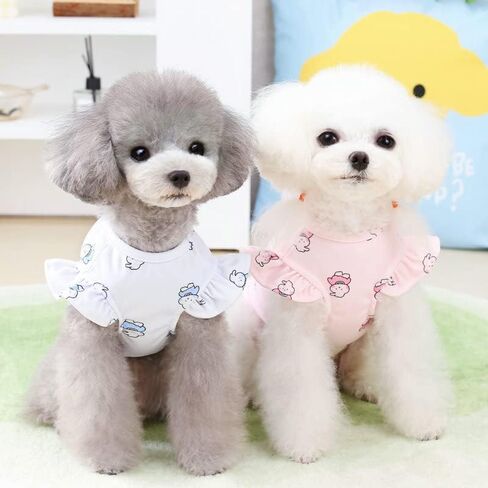 Dog Clothes Stylish Pet Shirts with Cute Rabbit Pattern Soft Breathable Pet T-Shirt Summer Pet Outfits Trendy Summer Pet Apparel for Small Dog Girls Suitable for Small to Medium Dogs（Pink,XS） in Saudi Arabia