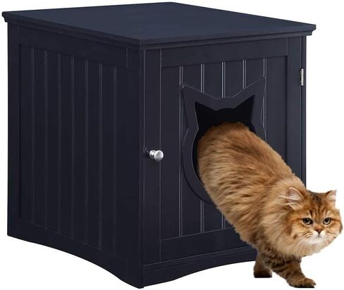 Cat House Side Table, Nightstand Pet House, Litter Box Furniture Indoor Pet Crate Litter Box End Table, Litter Box Enclosure, (White) in Saudi Arabia
