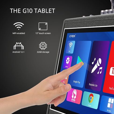 Karaoke Machine with Lyrics Display Screen for Adults, Built-in 15 Inches Tablet & WiFi, Bluetooth Speaker w/ 2 Rechargeable UHF Mics, DJ Lights, Portable Karaoke System for Any Occasion in Saudi Arabia