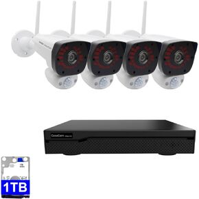 VS2004 8-CH Wireless NVR 4x1296p FHD Cameras, 3MP, AC Powered, 1TB HDD Installed