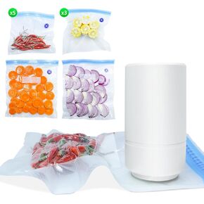Handheld Vacuum Sealer, Sealer Food Vacuum Kit, Vacuum Sealer Kit with Vacuum Bags, Long Lasting Food Vacuum Sealer with 10 vacuum seal bags, 1 Sealing Clip