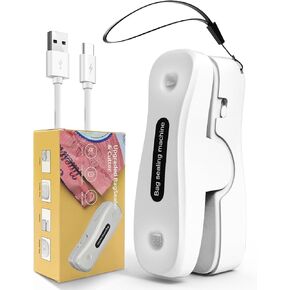 Mini Bag Sealer, Rechargeable Bag Sealer 2-in-1 Bag Sealer and Cutter Easy-use Snack Sealer with Magnet Portable Bag Resealer USB Mini Sealer for Chip Bag Plastic Bag Storage Freshness