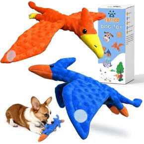 Interactive Squeaky Dog Puzzle Toys for Large Dogs - Durable Crinkle 2 Pack Plush Enrichment Toys for Dogs to Keep Them Busy - Brain Stimulation Dinosaur Puppy Dog Boredom Toys for Small Medium Dogs