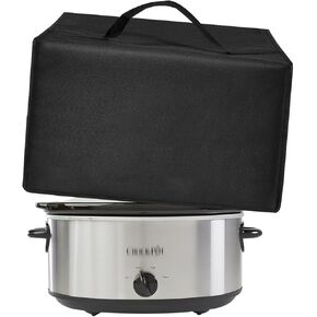 Slow Cooker Dust Cover Heavy Duty Waterproof Dustproof Cooker Cover Compatible with Crock-Pot 7 Quart Oval Manual Slow Cooker Stainless Steel (SCV700-S-BR) Oven Black,19.3"Dx15"Wx9.8"H