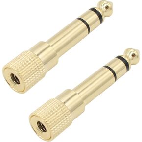 6.35mm Male to 3.5mm Female Stereo Audio Jack 2-Pack 1/4 inch to 1/8 inch Adapter for Aux Cable, Guitar Amplifier, Headphone