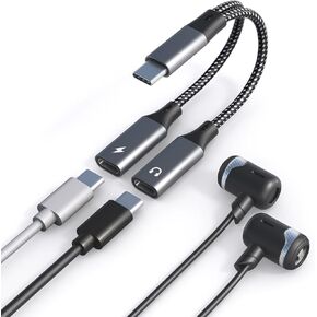 USB C Splitter, Dual USB C Adapter for Headphone and Charging - USB C to Dual USB C Headphone and Charger Adapter Support Call & Music + PD 60W Fast Charge, for iPhone 15 16 Android Phone iPad MacBook