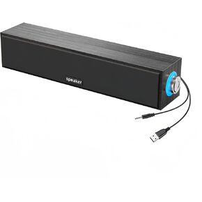 Computer Speakers,Wooden Multimedia Digital Speaker,USB Powered 3.5mm AUX PC Speakers,Surround Sound Hidden Under Monitor Computer Sound Bar Speaker for Desktop PC (Black)