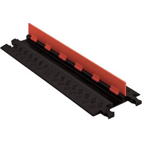 Checkers 1 Channel Low Profile Drive Over Cable Protector with Built in ADA Compliant Ramp, Heavy Duty Loads up to 92,000 Pounds, Polyurethane Construction, Orange/Black, GD1X75-O/B