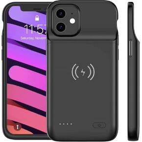 Battery Case for iPhone 12/12 Pro（6. 1"）,8000mAh Portable Protective Backup Qi Wireless Charging Case,Rechargeable Extended Battery Pack Charger Case for iPhone 12/12 Pro