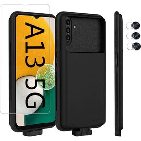 Battery Case For Samsung Galaxy A13 5G, Slim Power Bank Portable Protective Extended battery Charging Case Galaxy A13 5G with Screen Protector Camera Lens Protector cell phone battery charger cases