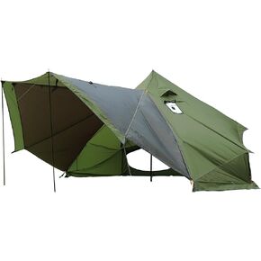 Preself 4 Season Tipi Tent, Hot Tent with Canopy, Standing Room, Teepee Tent for Hunting Family Team Camping Hiking