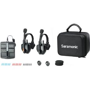 Saramonic WiTalk9-9S 9-Person 1.9GHz Full-Duplex Wireless Intercom System with Single-Ear Headsets, 500m Range, Expandable to 30 Users, Includes 4 Batteries, 10-Bay Charger, and Deluxe Carry Case.