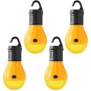 KINUR Sleep Aid Camping Light Bulbs Soft Amber Yellow Color Bug Resistent Portable Hanging Lantern for Kids,Baby,Camping,Hiking,Fishing,Decoration,Gift.(Batteries Not Included) 4 Pack
