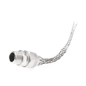 Woodhead 36263 Cable Strain Relief, Straigh Male, Deluxe Cord Grip, Aluminum Body, Stainless Steel Mesh, 3/4" NPT Thread Size, .625-.750" Cable Diameter, F3 Form Size