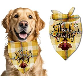 Thanksgiving Turkey Dog Bandana, Pet Scarf, Pet Accessories Printed Bibs, Square Adjustable Girls and Boys Dog Scarf