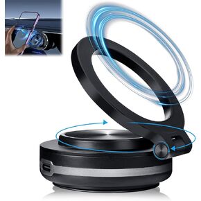 Electric Vacuum Magnetic Car Phone Mount,360°Rotating Magnetic Phone Holder, Magnetic Cell Phone Holder,Electric Suction Phone Mount,Strong Magnetic Grip for Car/Gym/Mirror/Smooth Surface (Black)