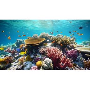 Enchanting Underwater World Aquarium Background Vibrant Coral Reef Tropical Fish Under Water Sea Plants Terrarium Background Tropical Fish Tank Wallpaper Poster Decor Vinyl 30x12in
