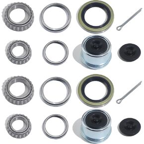 2Sets L44649 L44610 Trailer Hub Bearings Kit for 1-1/16'' Straight Axle, Trailer Spindle Bearing Kits with 12192TB Grease Seals, 1.98'' Dust Caps & Cotter Pin for 2000-2200 lbs Spindles