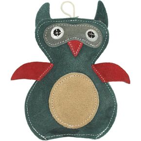 Natural Suede Leather Chew Toy for Adult Dogs, Puppies, | Tough, Durable, and Fun | Chewing Interactive Pet Toy (Owl Shape)