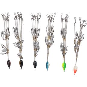 6 Pcs Alabama Umbrella Rig Kit, 5 Arms 8 Blades 3D Simulated Ultralight Tripod Bass Lures Bait with Strengthen Ring, Willow Blade Multi Lure Rig with Sequin for Fishing Bass Bait Lure