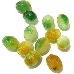 Fashewelry 10Pcs Natural Myanmar Jade Stone Large Hole Beads Engraving Carved Filigree Europeam Charm Beads Tube Column Shape Healing Chakra Gemstone Hollow Loose Spacers for Jewelry Making 5mm Hole
