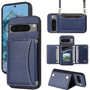 حافظة هاتف لهاتف Google Pixel 8 Pro 5G مع حزام كتف كروس وحامل بطاقات الائتمان الجلدية وجيب رفيع وحامل ملحقات الخلية Pixel8Pro Pixel8 XL Eight 8Pro Girls أزرق in Kuwait