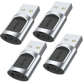 4Pack USB to USBC Adapter,usbc to USB Adapter for iPhone 16/15 Charger,iPhone 16/15/14/13/12 Pro Max Plus,iPad 9/10 Air 5 Mini 6,Car,Samsung S24 S23 S22 Plus Ultra etc.