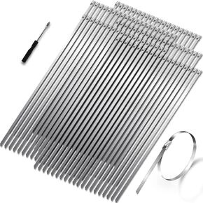 Zip Ties, 300pcs Stainless Steel Metal Zip Ties and Zip Tie Gun for Machinery Vehicles Exhaust Wrap Farms Roofs Outdoor Fence Wire Fence Rolls, Metal Zip Ties Heavy Duty Outdoor
