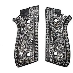 BMPL Mother of Pearl Inlay Gun Grips Compatible Replacement for Pt92 Pt99 Pt100 Pt101 Decocker PT pt 92 99 100 101 Hardwood Wood Smooth Grips Grips Handmade Birthday Newyear Sport for Men