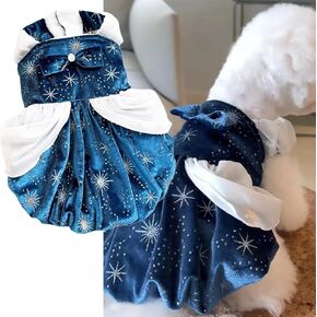 Dog Princess Dress Dog Tulle Dress, Fleece Dog Winter Clothes for Small Dogs Girl, Halloween Costume Cat Apparel (Large Size for 10-13.5lb Pets)