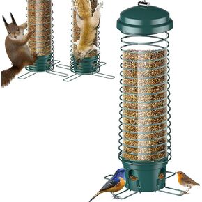 Bird Feeder for Outdoors Squirrel Proof Bird Feeders for Outside Hanging, Metal Wild Bird Seed Feeders for Bluebird, Cardinal, Finch, Sparrow, Blue Jay, 4 Ports, Chew-Proof, Weather-Resistant
