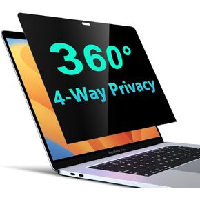 PYS 4-Way Privacy Screen for MacBook Pro 13 Inch (2016-2022, M1, M2) - 360° Anti-Spy Filter, Matte Anti-Glare Protector, Scratch-Resistant Film, Laptop Privacy Filter Shield