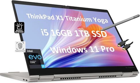 Lenovo ThinkPad X1 Titanium Yoga 13.5 بوصة 2 في 1 كمبيوتر محمول (Intel 4-Core i5-1130G7، ذاكرة وصول عشوائي 16 جيجابايت، 1 تيرابايت SSD، شاشة لمس QHD) قلم دقيق، خفيف الوزن، ضمان 3 سنوات، كمبيوتر شخصي للأعمال، Win 11 Pro (متجدد) in Saudi Arabia