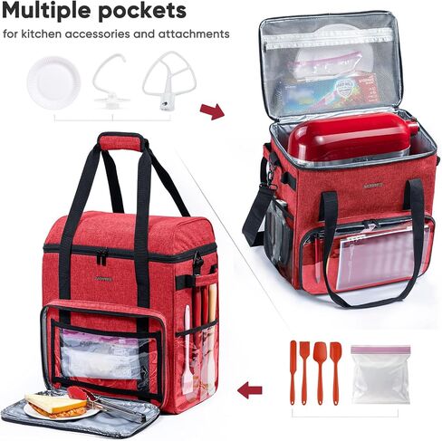 حقيبة حمل خلاط بحامل من BAGSPRITE مع منزلق خلاط متوافق مع خلاطات KitchenAid (6-8 كوارت)، حقيبة غطاء خلاط مع جيوب للمرفقات والإكسسوارات، حقيبة تخزين فقط in Kuwait