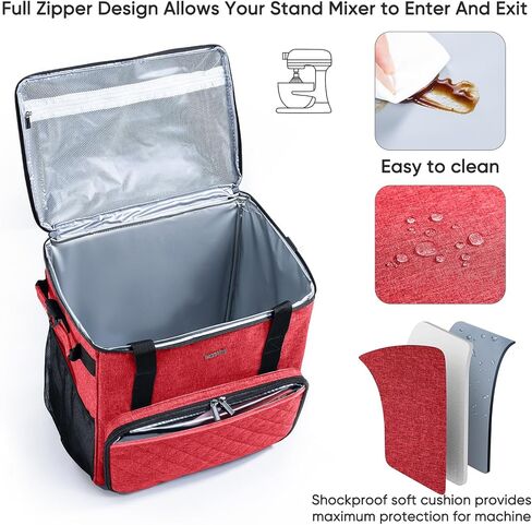 حقيبة حمل خلاط بحامل من BAGSPRITE مع منزلق خلاط متوافق مع خلاطات KitchenAid (6-8 كوارت)، حقيبة غطاء خلاط مع جيوب للمرفقات والإكسسوارات، حقيبة تخزين فقط in Kuwait