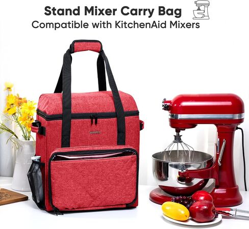 حقيبة حمل خلاط بحامل من BAGSPRITE مع منزلق خلاط متوافق مع خلاطات KitchenAid (6-8 كوارت)، حقيبة غطاء خلاط مع جيوب للمرفقات والإكسسوارات، حقيبة تخزين فقط in Kuwait