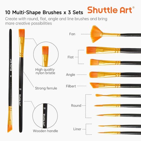 Shuttle Art 87 Pack Acrylic Paint Set, Painting Kit with 3 Pack of 15 Colors Acrylic Paint, 3 Sets of Wooden Easels, Canvas, Brushes & Palettes, Art Painting Supplies Kit for Adults Kids Beginner in Saudi Arabia