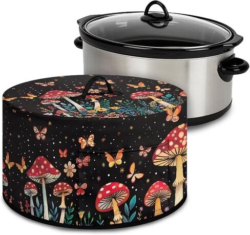 Crock Pot Cover Dust Cover Mushroom Butterfly Slow Cooker Dust Cover 6 7 8 Oval Crock Pot Washable Appliance Cover Universal Fit Most Crock Pot Microwave Food Cover in Kuwait