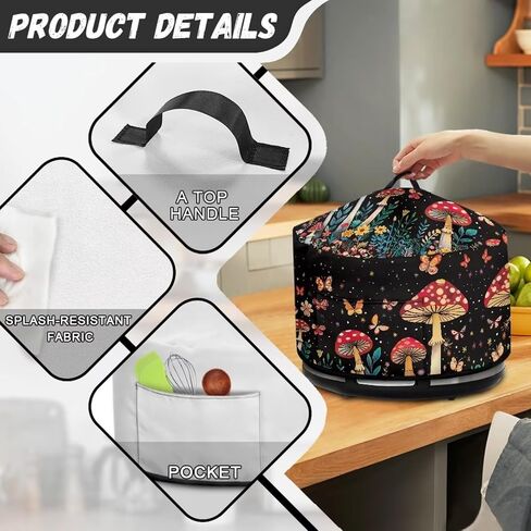 Crock Pot Cover Dust Cover Mushroom Butterfly Slow Cooker Dust Cover 6 7 8 Oval Crock Pot Washable Appliance Cover Universal Fit Most Crock Pot Microwave Food Cover in Kuwait