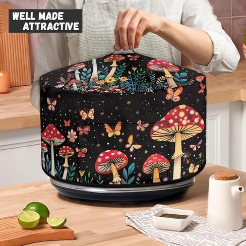 Crock Pot Cover Dust Cover Mushroom Butterfly Slow Cooker Dust Cover 6 7 8 Oval Crock Pot Washable Appliance Cover Universal Fit Most Crock Pot Microwave Food Cover in Kuwait