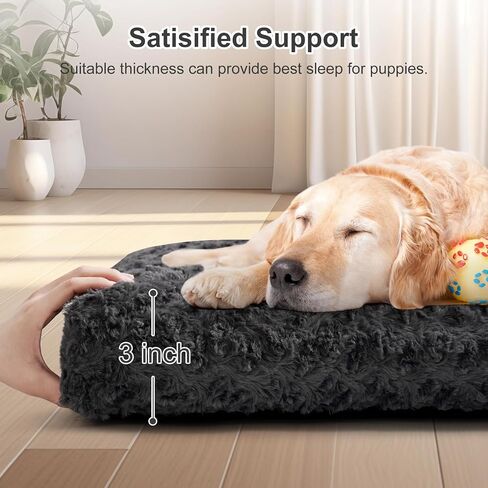 VERZEY Dog Beds Crate Pad Mat for Large Dogs,Fits Dog Crate Kennel Cage,Comfortable Soft Fluffy Cushion, Anti-Slip Pets Cat Pillow Bed (42" L x 28" W, Dark Gray) in Saudi Arabia