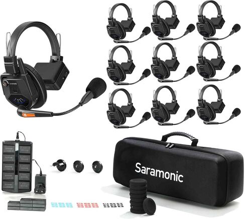 Saramonic WiTalk9-9S 9-Person 1.9GHz Full-Duplex Wireless Intercom System with Single-Ear Headsets, 500m Range, Expandable to 30 Users, Includes 4 Batteries, 10-Bay Charger, and Deluxe Carry Case. in Saudi Arabia