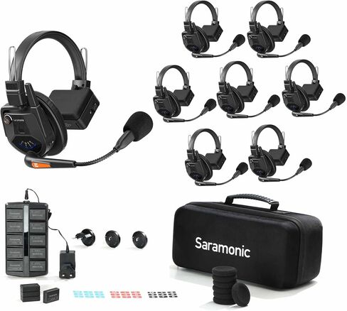 Saramonic WiTalk9-9S 9-Person 1.9GHz Full-Duplex Wireless Intercom System with Single-Ear Headsets, 500m Range, Expandable to 30 Users, Includes 4 Batteries, 10-Bay Charger, and Deluxe Carry Case. in Saudi Arabia
