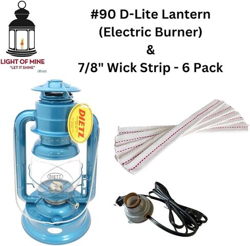 Light of Mine - Dietz #90 D-Lite Blue Oil Lantern with 7/8" Replacement Wick Strips (Blue) in Kuwait